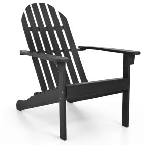 Silla Adirondack de Madera de Acacia con Asiento Inclinado y Respaldo Alto Ergonómica Listones para Porche Jardín Piscina Negro