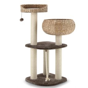 Árbol para gatos 104 cm con posaderos, camas y rascador de sisal marrón