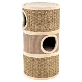 Condo para Gatos de 3 Pisos Refugio Multi-Nivel de 70 cm con Rascador de Sisal Cama Acolchada para Siestas Torre de Árbol en Forma Marrón