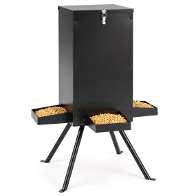 Comedero para Ciervos de Metal Galvanizado Resistente y Robusto con Gran Capacidad para Exteriores contra Intemperie 66 x 66 x 92 cm Negro