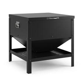 Comedero para Pollos de Metal Galvanizado y Acero Inoxidable con Tapa Protectora contra Aves Salvajes para Corrales 47 x 46 x 48,5 cm Negro