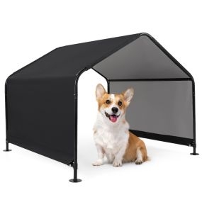 Refugio de sombra para perros con techo impermeable y estacas 129 x 124 x 108 cm negro