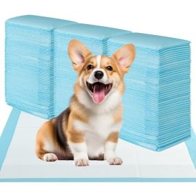 Almohadillas para Orina de Perros 150 Unidades 90 x 60 cm con Impermeables de 6 Capas Ultra Absorbentes para Gatos Cachorros Azul y Blanco