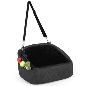 Asiento de coche para perros con correa de seguridad, bolsillos, base antideslizante y funda lavable 50 x 46 x 30 cm negro