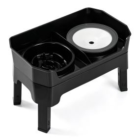 Comedero Elevado para Perro con Plato de Alimentación Lenta y Cuenco de Agua Antiderrames Altura Ajustable 44 x 26,5 x 37 cm Negro