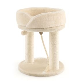 Árbol Rascador para Gatos Altura 53 cm Torre para Gatos 4 en 1 con Plataforma Base Acolchada Bola de Juguete y Cuerda de Sisal Beige