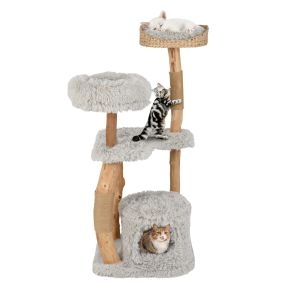 Árbol para gatos de 124 cm con plataforma grande, condominio y postes rascadores de yute gris