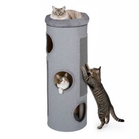 Torre para gatos de sisal desmontable reforzada 43 x 43 x 113 cm gris claro