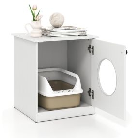 Armario de Caja de Arena para Gatos Lavabo Oculto Mesita de Noche Lateral 51 x 47 x 57 cm Blanco