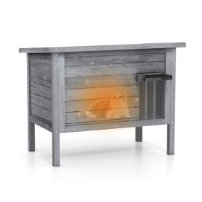 Casa para gatos de exterior de madera de abeto aislada con techo inclinado de asfalto 88 x 55 x 71 cm gris