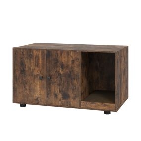 Mueble para Gatos de Madera de Ingeniería con Espacio Oculto para Caja de Arena y Rascador Integrado Gran Capacidad 90 x 50 x 50 cm Marrón