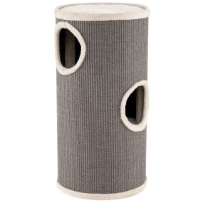 Condominio Gatos 4 Niveles Diseño Multi-nivel con Rascador Sisal Cama Acolchada y Torre Barril Refugio para Interior Gris