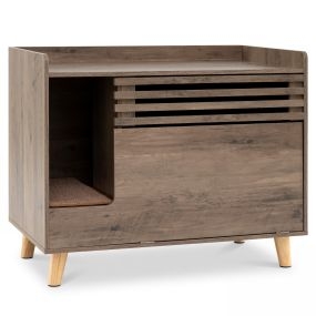 Mueble Arenero para Gato con Zona de Rascado y Espacio de Almacenaje Superior Resistente y Estable para el Hogar 80 x 46 x 64,5 cm Marrón