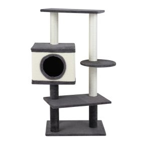 Árbol rascador para gatos 99 cm multinivel con postes de sisal y plataformas gris