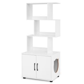 Mueble para Gatos con Estantes Multi Nivel Armario con Puertas Gran Espacio de Almacenamiento Muy Resistente 60 x 45 x 141 cm Blanco