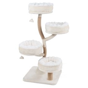 Árbol rascador para gatos 132 cm con 4 plataformas extraíbles, 2 juguetes colgantes y postes de yute