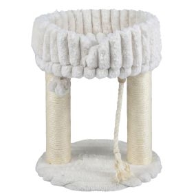 Árbol para gatos pequeño con plataforma de felpa, rascadores de sisal y bola colgante, beige 40x40x50,5 cm