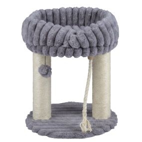 Árbol para gatos pequeño con plataforma de felpa y rascadores de sisal gris 40x40x50,5 cm