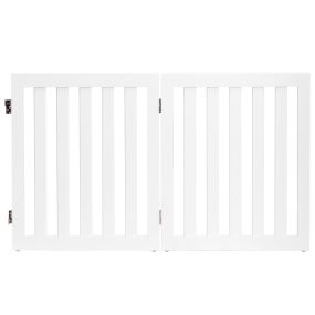 Cerca 2 Paneles Plegable para Mascotas Valla de Madera para Perros Puerta de Seguridad Barrera Expandible Blanco