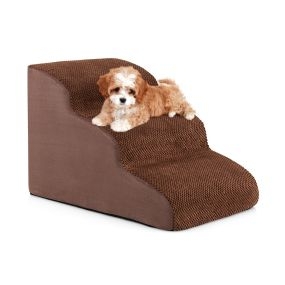 Rampa para perros de espuma de 3 niveles con funda lavable café 58 x 42 x 40 cm