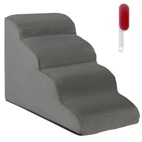 Rampa de Espuma de 4 Niveles con Superficie de Pendiente Suave Escalones Antideslizantes para Mascotas 72 x 41 x 51 cm-Gris
