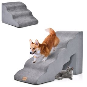 Escaleras de espuma antideslizantes con rampas de 3/5 niveles 28/56 cm para mascotas gris