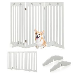 Valla de Seguridad Extra Ancha con 2 Pies de Soporte de 3 Paneles Barrera Interior Independiente para Escaleras 50 x 89 cm Blanco