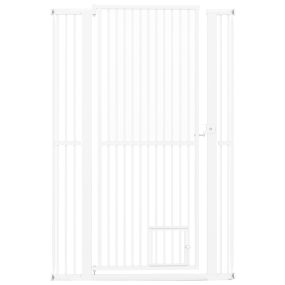 Puerta para Mascotas con Apertura de 77-104 cm 2 Kits de Extensión sin Perforación ni Montaje de Acccesorio Puerta de Fácil Acceso Blanco