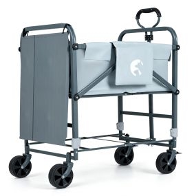 Carro de Baño para Mascotas Ajustable en Altura con Ruedas de Freno y Desagüe Resistente para Perros Grandes 88 x 51,5 x 83-101 cm Gris