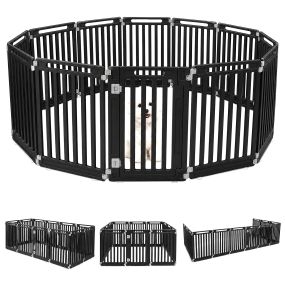 Recinto para mascotas de 11 paneles modulares 53 x 81 cm con fijación estable negro