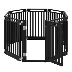 Recinto para mascotas de 7 paneles modulares 53 x 81 cm con cierre seguro negro