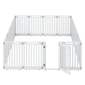 Recinto para mascotas de HDPE, 7 paneles, con puerta y cierre seguro, 53 x 81 cm, blanco
