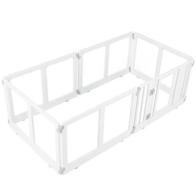 Recinto para mascotas transparente de PET con 6 paneles modulares y cierre seguro blanco
