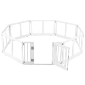 Recinto para mascotas transparente de PET con 8 paneles modulares blanco para interior y exterior