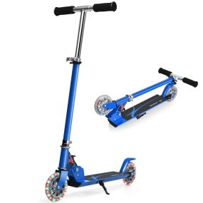 Patinete Infantil Plegable con Ruedas Luminosas Mango Ajustable en Altura para Niño 4-13 Años Carga Máxima 70 kg Azul