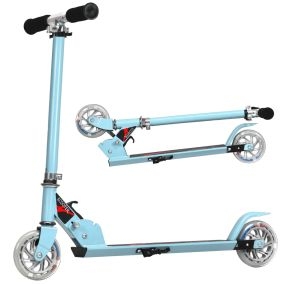 Patinete Infantil Plegable con Ruedas Luminosas Mango Ajustable en Altura para Niño 4-13 Años Carga Máxima 70 kg Azul Claro