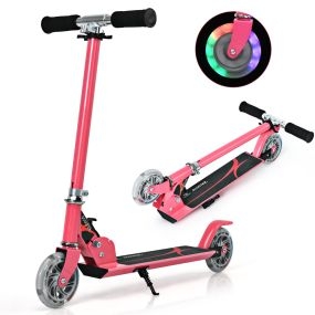 Patinete Infantil Plegable con Ruedas Luminosas Mango Ajustable en Altura para Niño 4-13 Años Carga Máxima 70 kg Rosa