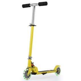 Patinete Infantil Plegable con Ruedas Luminosas Mango Ajustable en Altura para Niño 4-13 Años Carga Máxima 70 kg Amarillo