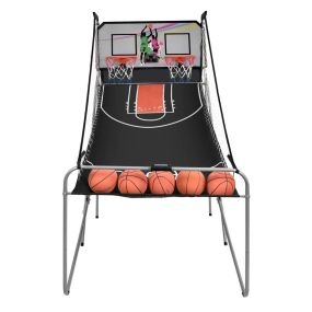 Juego de Canasta Plegable Máquina de Baloncesto Juguete Contador Electrónico Canasta con Soporte Red Cesta de Baloncesto 202 x 107 x 205 cm