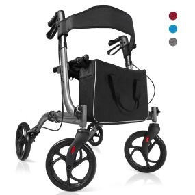 Andador de Aluminio Andador Plegable Ligero Ajustable con Bolsa de Almacenamiento para Mayores y Adultos 74 x 54 x 82-95 cm Gris