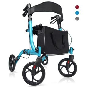 Andador de Aluminio Andador Plegable Ligero Ajustable con Bolsa de Almacenamiento para Mayores y Adultos 74 x 54 x 82-95 cm Azul
