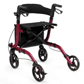 Andador de Aluminio Andador Plegable Ligero Ajustable con Bolsa de Almacenamiento para Mayores y Adultos 74 x 61 x 82 - 95 cm Rojo