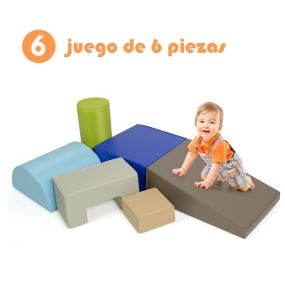 Equipo con 6 Piezas de Diferentes Formas para Jugar y Escalar para Desarrollo Motricidad de los Niños Multicolor-Verde
