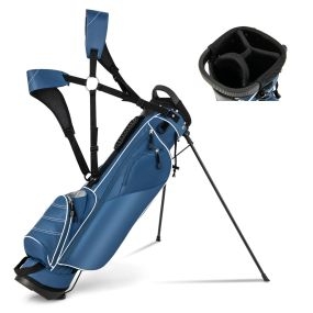 Bolsa de golf con soporte 4 divisores 4 bolsillos y bolsa refrigeradora azul
