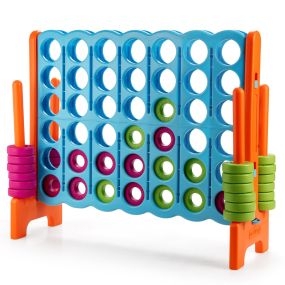 4 en Raya Gigante para Niños y Adultos Juego de Interior y Exterior Azul y Naranja 120 x 42 x 104 cm