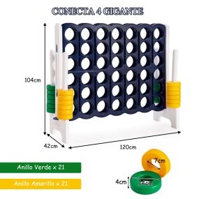 Conecta 4 Gigante Juego de 4 en Raya para Niños y Adultos para Interior Exterior con 42 Anillos Deslizador de Liberación 120 x 42 x 104 cm