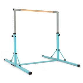 Barra de gimnasia plegable para niños, 13 alturas ajustables, estructura triangular, 100 kg, verde