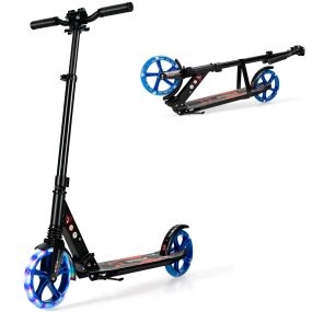 Patinete Plegable con Luces LED para Niños Manillar con Altura Regulable Sistema que Absorbe los Choques Negro 93 x 43 x 91-106 cm