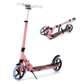 Patinete Plegable con Luces LED para Niños Manillar con Altura Regulable Sistema que Absorbe los Choques 93 x 43 x 91-106 cm Rosa