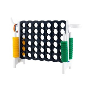 Set Conecta 4 Gigante para Niños y Adultos Juego de Exterior con Canasta y Juego de Lanzamiento de Anillos 42 Piezas Blanco